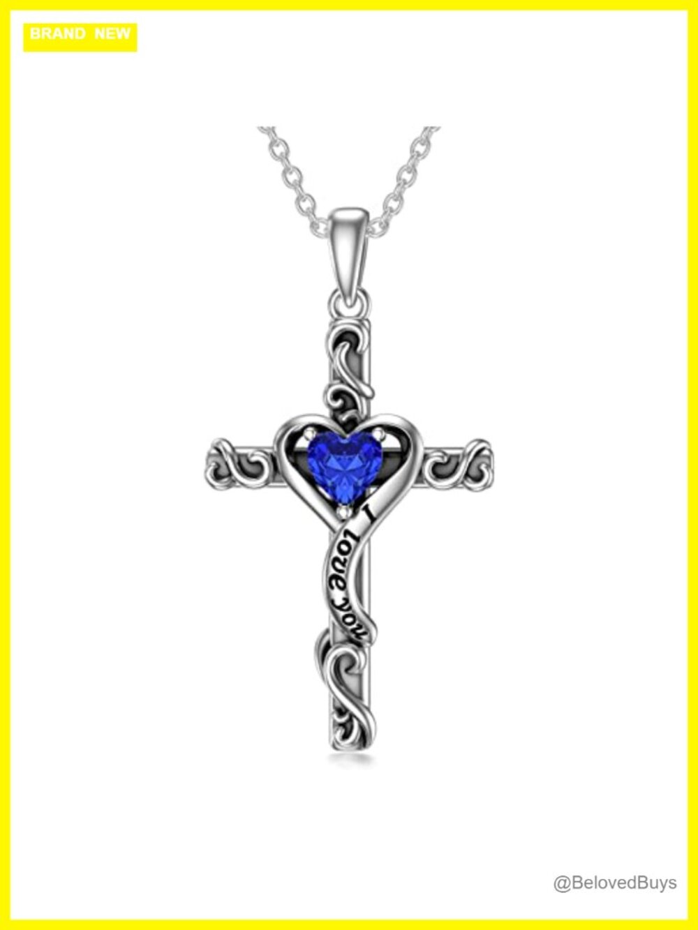 Sterling Silver Cross Necklace Heart Pendant 18+8 Inch Lobster Clasp